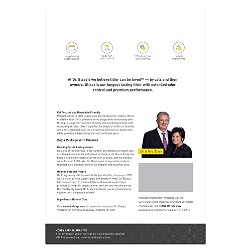 Dr. Elsey's Precious Cat Ultra+ Long-Lasting Unscented Clay Cat Litter - 20 Lbs