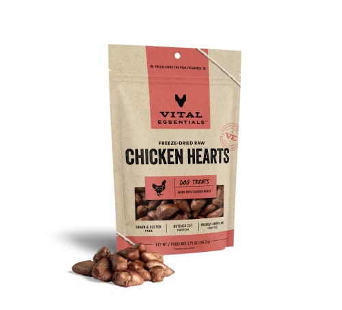 Vital Essential's Grain-Free Chicken Hearts Freeze-Dried Dog Treats - 3.75 Oz  