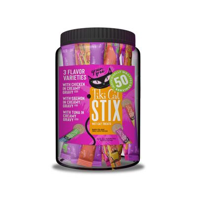 Tiki Cat Stix Mousse Chicken Tuna and Salmon in Creamy Gravy Lickable Cat Treats or Food Topper Jar - Variety Pack - .5 Oz - 50 Pack