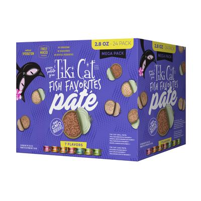 Tiki Cat Fish Favorites Pate Tuna Lobster Crab Tilapia Seabass Mackerel Sardines in Broth Canned Cat Food - Variety Pack - 2.8 Oz - Case of 24 Default Title