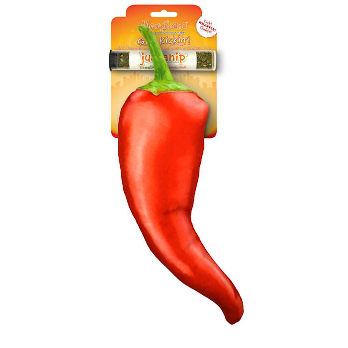 Meowijuanna Get Kickin' Chili Pepper Plush Catnip Cat Toy with Refillable Catnip
