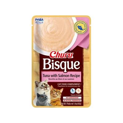 Inaba Churu Bisque Tuna and Salmon Lickable and Squeezable Puree Cat Treat Pouches - 1.4 Oz - Case of 6