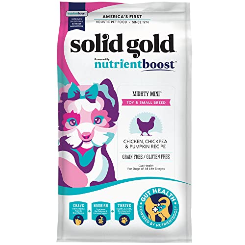 Solid Gold NutrientBoost Gut Health Grain-Free Mighty Mini Chicken Chickpea and Pumpkin Toy-and-Small-Breed Dry Dog Food - 11 Lbs
