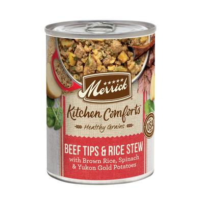 Merrick Healthy Grains Kitchen Comforts Beef Tips and Rice Canned Dog Food - 12.7 Oz - Case of 12  