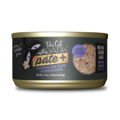 Tiki Cat After Dark Pate+ Grain-Free Chicken and Duck in Broth Adult Canned Cat Food 2.8 Oz - Case of 12