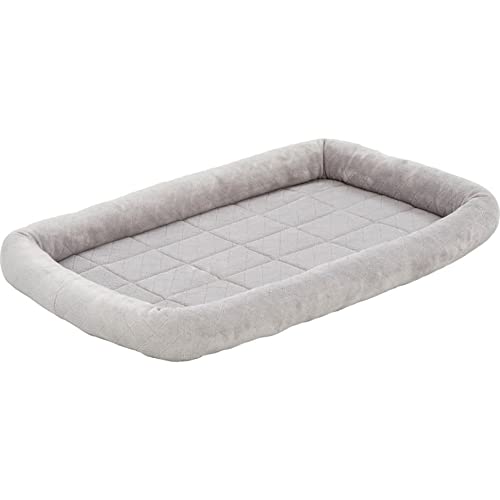 Midwest Homes Quite Time Deluxe Rectangular Diamond Stitch Bolster Dog Bed or Crate Mat - Gray 42 Inch
