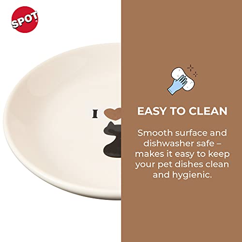 Ethical SPOT I Love Cats Saucer Ceramic Whisker Friendly Cat Bowl - 5 Inch