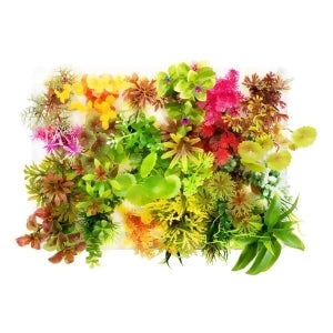 Aquatop Multi-Colored Plastic Aquarium Plants - Assorted Pack - 3-4 Inches - 24 Count