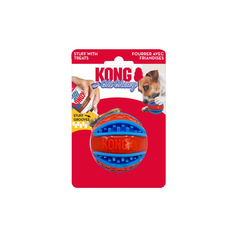 Kong Chi-Chewy Zippz Oral Hygeinic Grooves Ball Dog Toy - Medium  