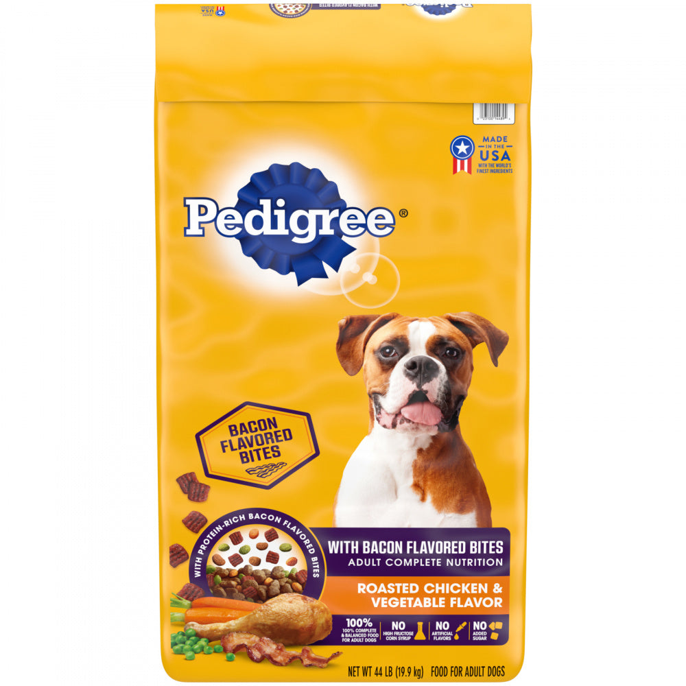 Pedigree Roasted Chicken and Veggies with Bacon Bites Adult Dry Dog Food - 44 Lbs  