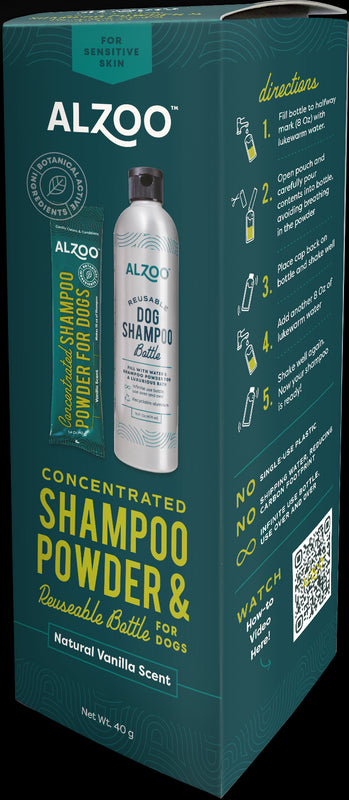 Alzoo Concentrated Shampoo Powder Kit Bundle Box for Dogs -  16 Oz 