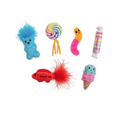 Outward Hound Catstages Kitty Sweets Crinkle and Feather Multi-Colored Catnip Cat Toy - 6 Pack