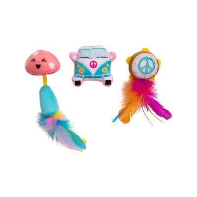 Outward Hound Catstages Festival Crinkle Flinger and Feather Plush Catnip Cat Toys - 3 Pack