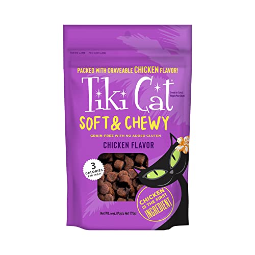 Tiki Cat Low-Calorie Grain-Free Chicken Flavor Soft and Chewy Cat Treats - 6 Oz - Case of 12