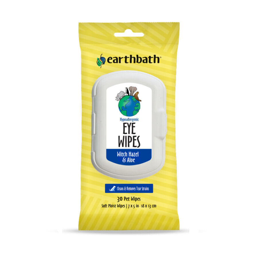 Earthbath Witch Hazel and Aloe Dog Eye Wipes - Travel Size - 30 Count