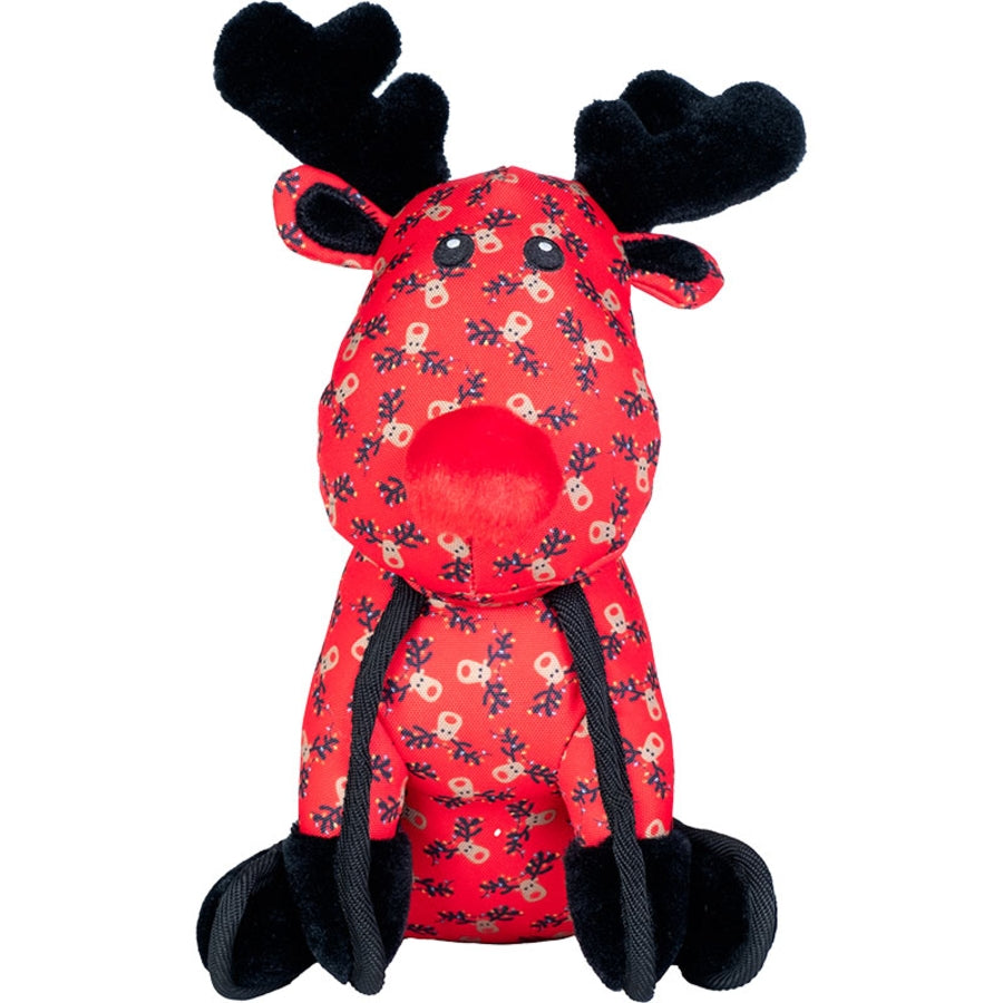 The Worthy Dog Rudy Reindeer Christmas Holiday Squeak Nylon and Plush Dog Toy