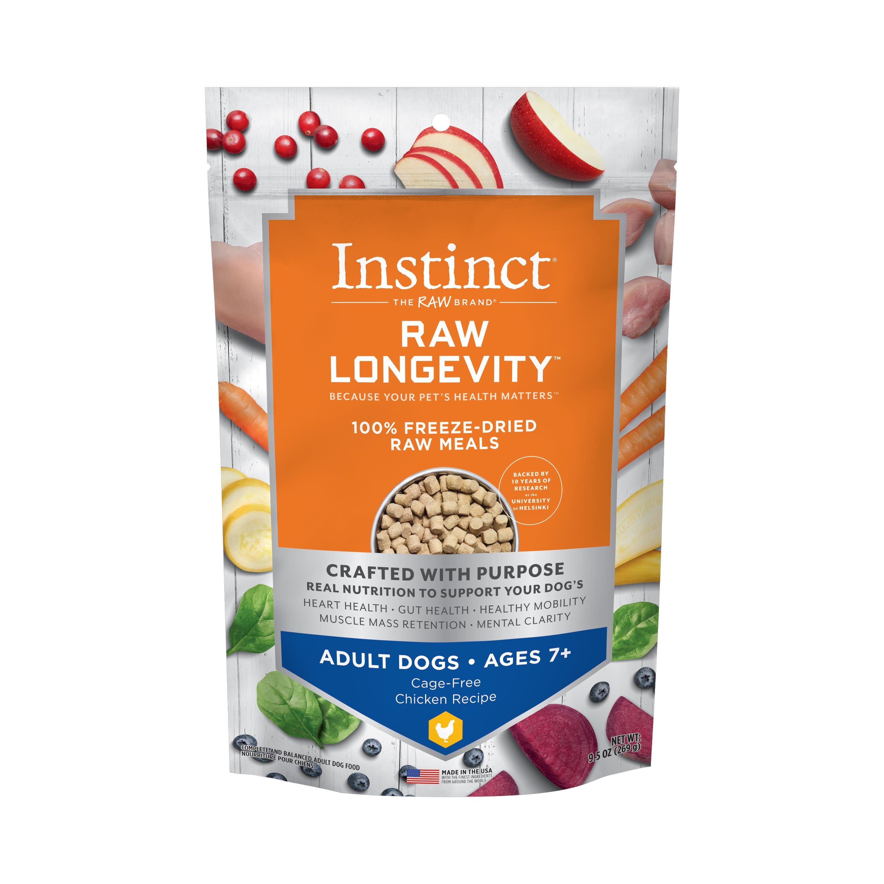 Instint Longevity 100% Freeze-Dried Raw Chicken 7+ Adult Dog Food- 9.5 Oz  