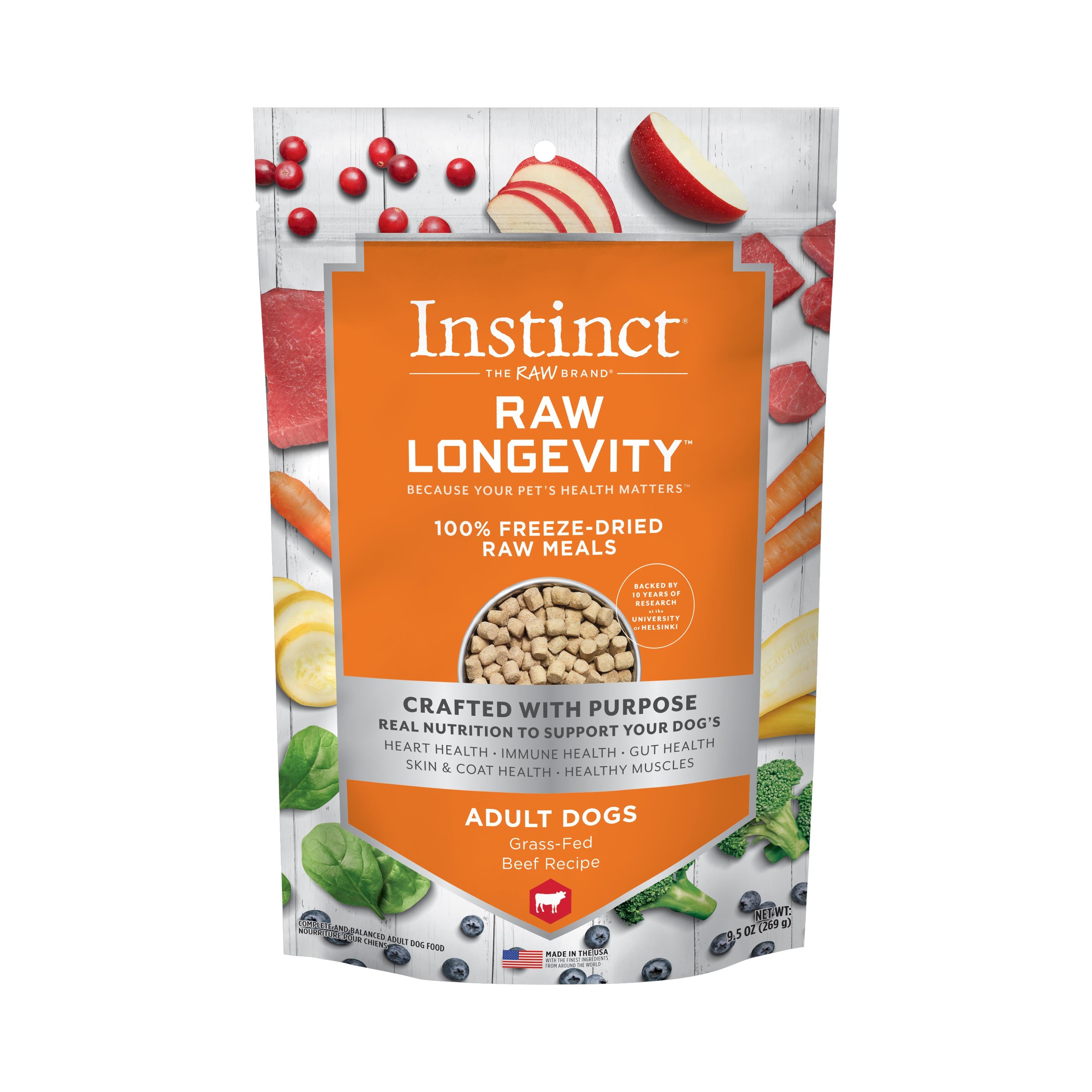 Instint Longevity 100% Beef Freeze-Dried Dog Food - 9.5 Oz  