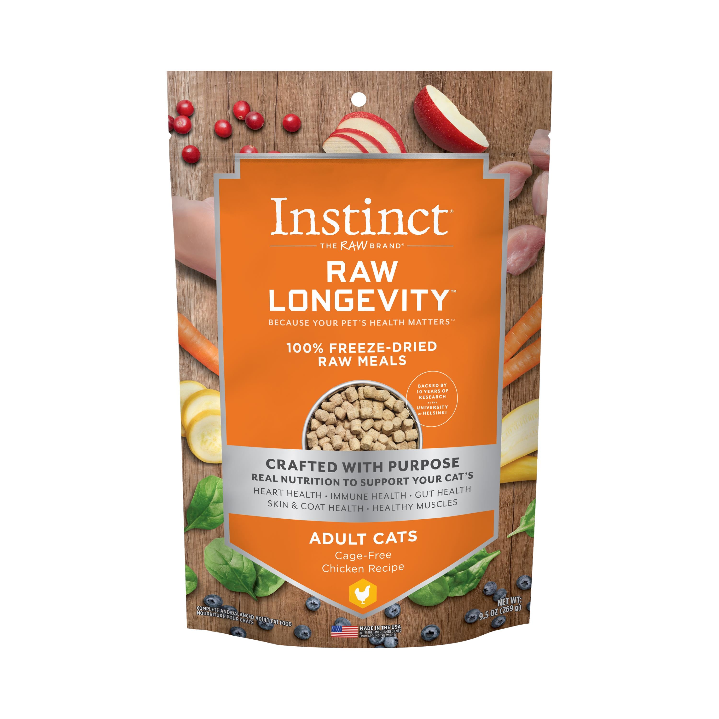 Instint Longevity 100% Chicken Freeze-Dried Raw Cat Bites Cat Food- 9.5 Oz  