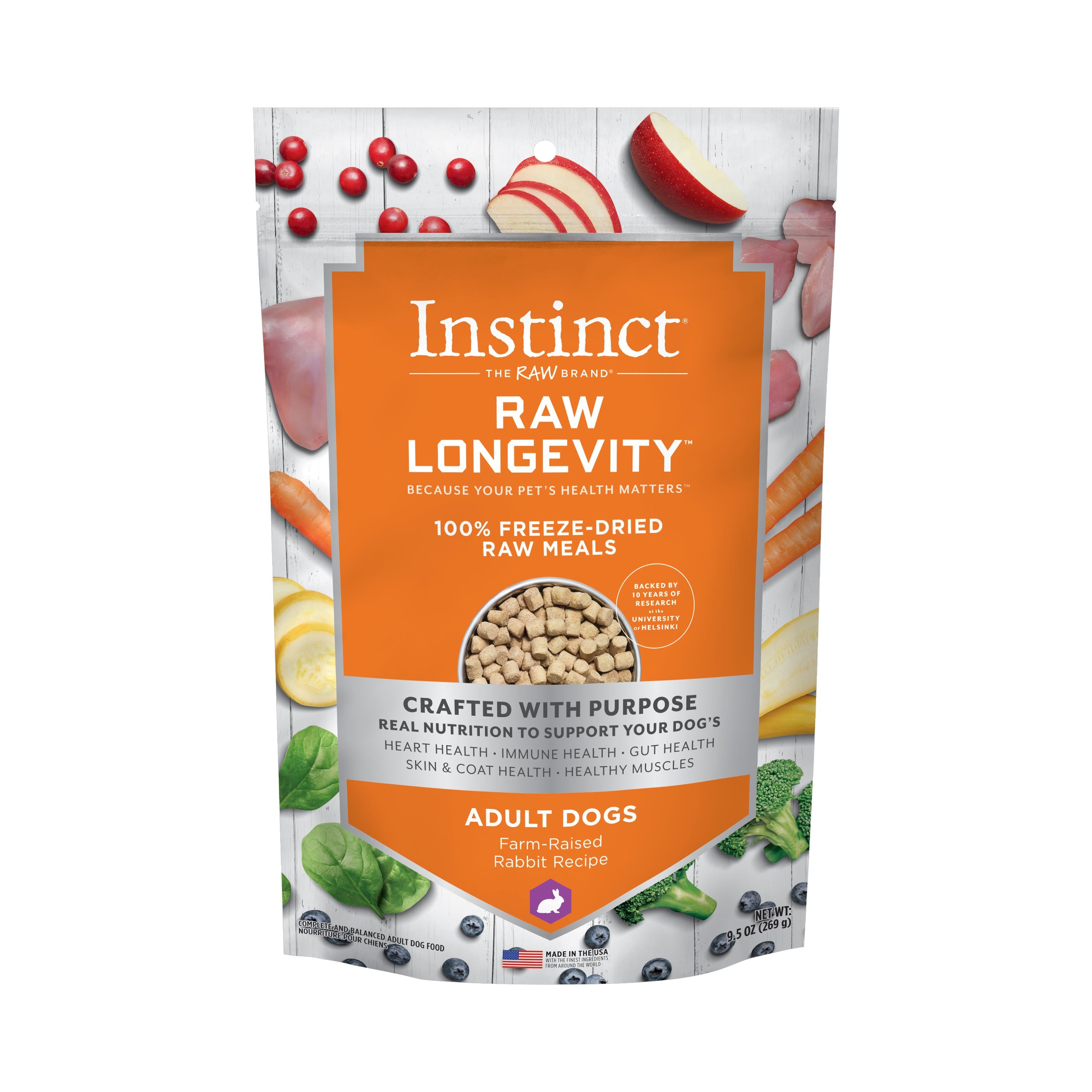 Instint Longevity 100% Rabbit Freeze-Dried Dog Food - 9.5 Oz  