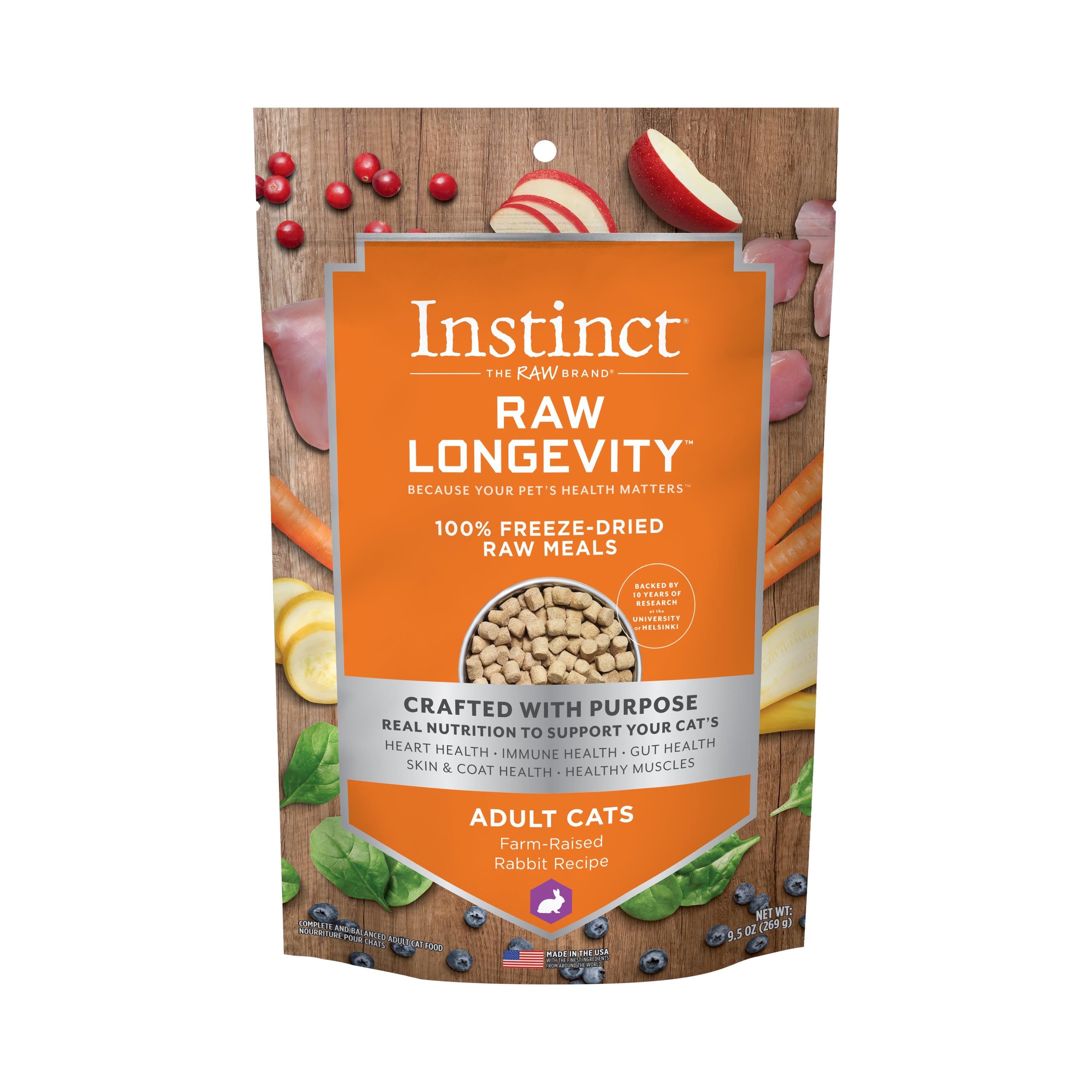 Instint Longevity 100% Rabbit Freeze-Dried Cat Food - 9.5 Oz  