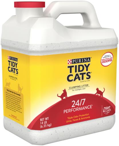 Purina Tidy Cats 24/7 Performance Clumping Low-Dust Odor Protection Clay Mult-Cat Litter - 14 Lbs - Case of 3  