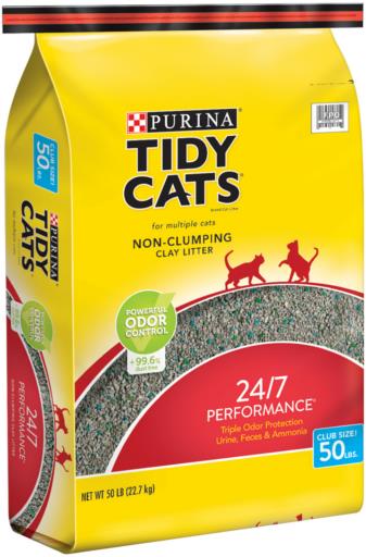 Purina Tidy Cats 24/7 Performance Non-Clumping Odor Control Clay Multi-Cat Litter - 50 Lbs  