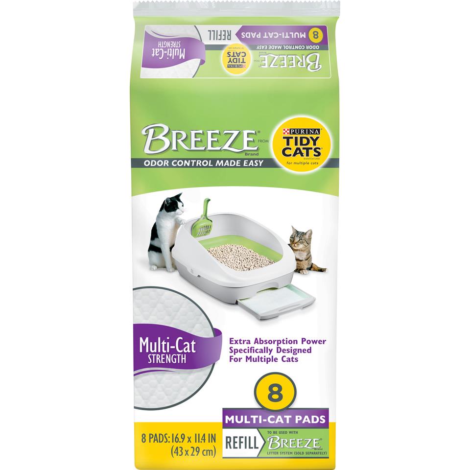 Purina Tidy Cats Breeze Pads Cat Litter Accessories Multi-Cat Strength Refill Pack - 8 Count - Case of 6  