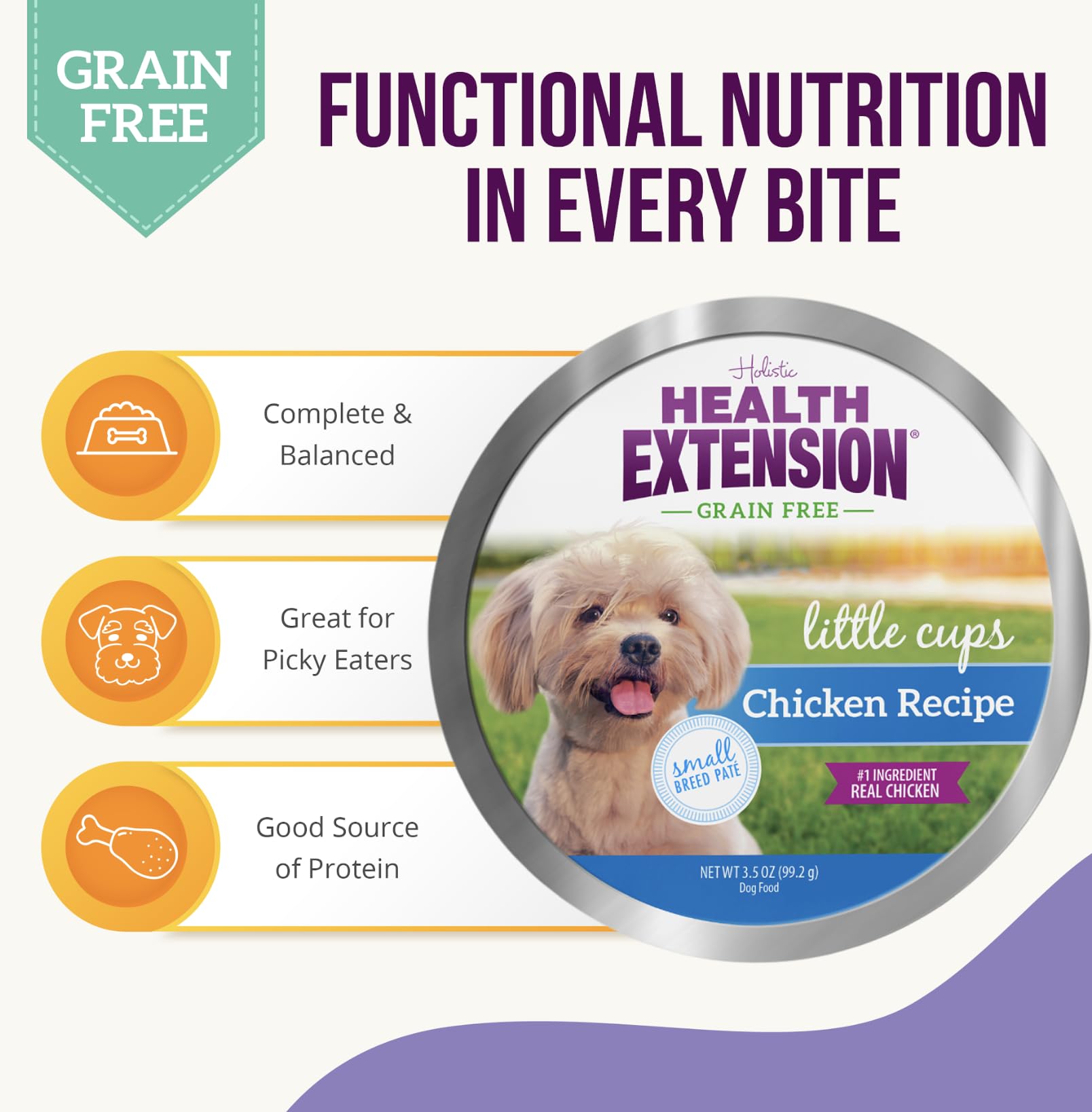 Health Extension Little Cups Grain-Free Chicken and Turkey Puppy Wet Dog Food Trays - 3.5 Oz - Case of 12  