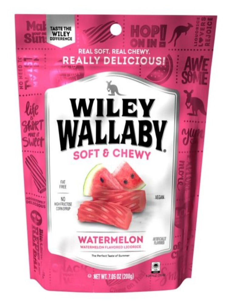 Wiley Wallaby Watermelon Licorice Real Fruit Soft and Chewy Dog Treats - 7.05 Oz - Case of 12