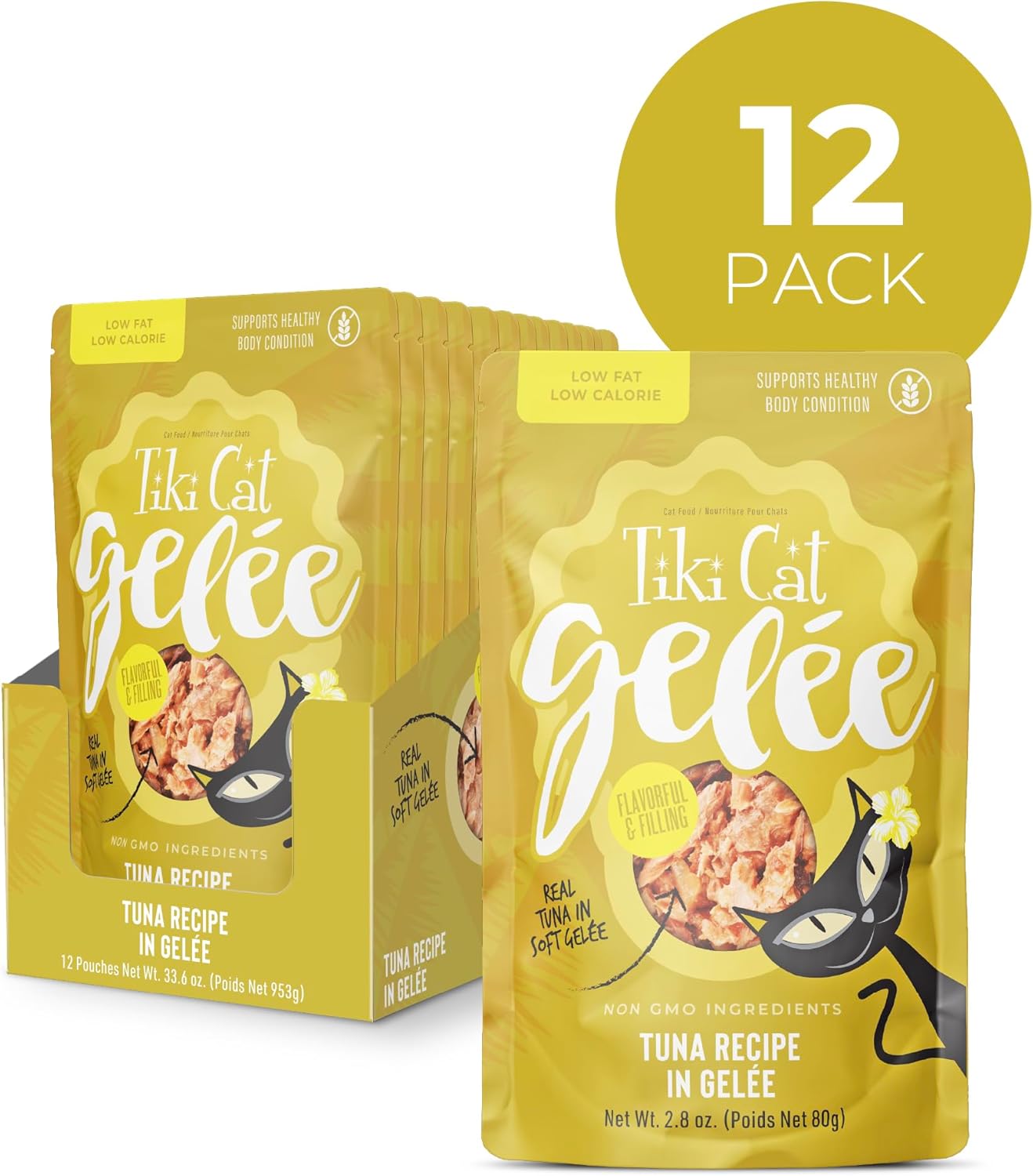 Tiki Cat Gelee Low-Fat Tuna in Gelee Recipe Wet Cat Food Pouch - 2.8 Oz - Case of 12