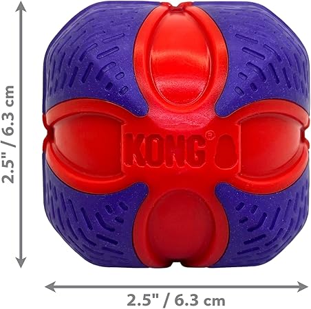 Kong Duets Duos Lightweight Bouncing Ball Multi-Surfaced Squeak and Fetch Rubber Dog Toy - Medium