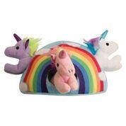 Snugarooz Hide and Seek Rainbow Shaped 4-in-1 Interactive Crinkle and Plush Dog Toy  