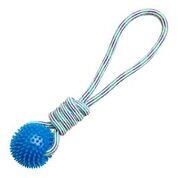 Snugarooz Spike-O-Mite Spikey Ball with Rope and Tug Dog Toy - Assorted - 16" Inches  