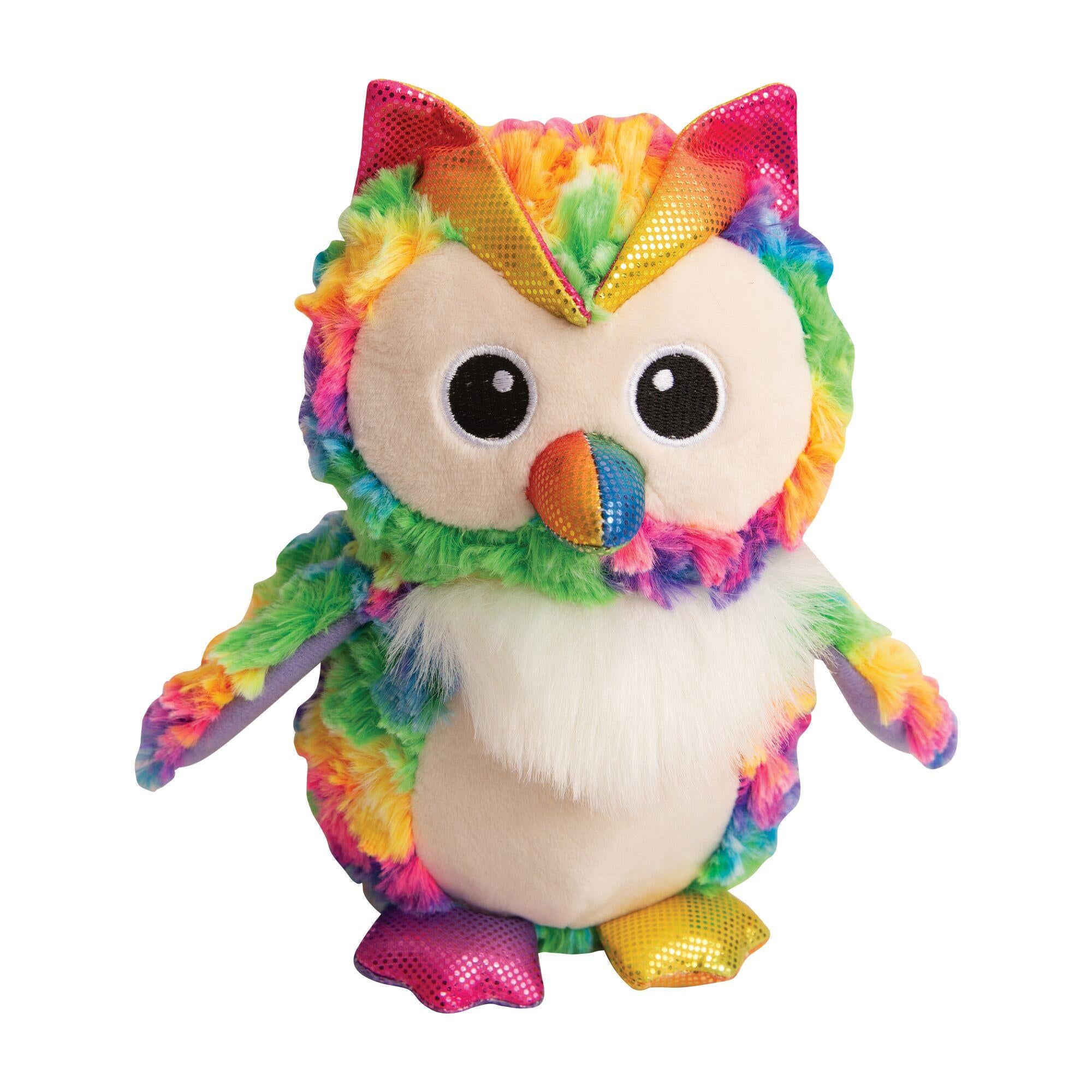 Snugarooz Hootie The Owl Rainbow Squeak and Crinkle Plush Dog Toy - 8