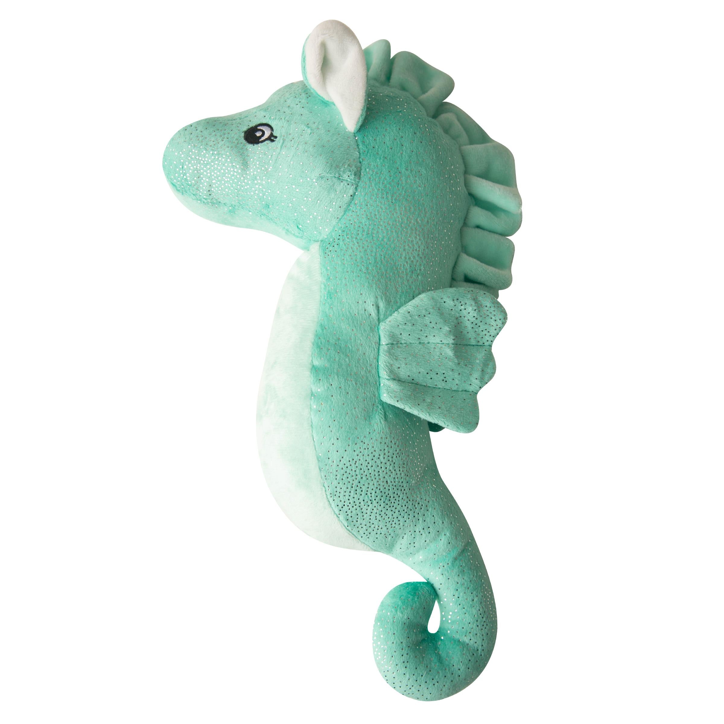 Snugarooz Sandy The Sea Horse Squeak and Crinkle Plush Dog Toy - Teal - 17" Inches  