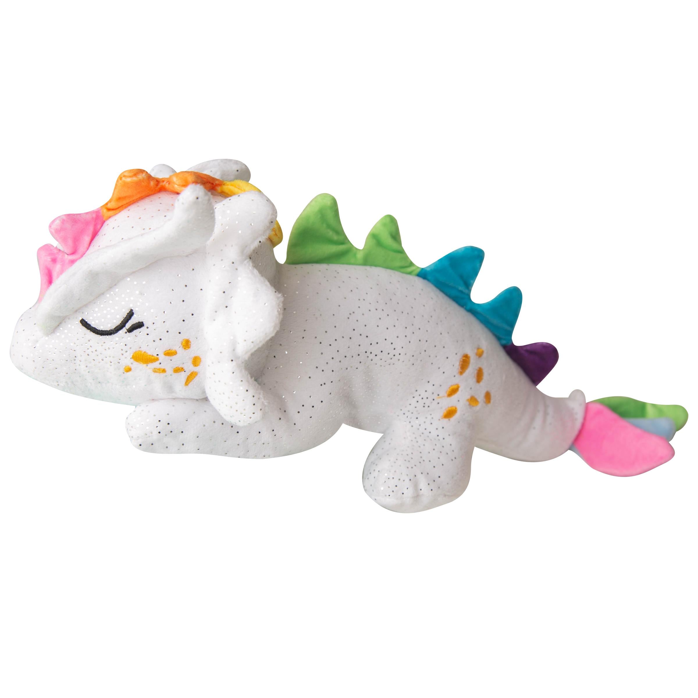 Snugarooz Drowzy The Dragon Squeak and Crinkle Plush Dog Toy - White - 14" Inches  