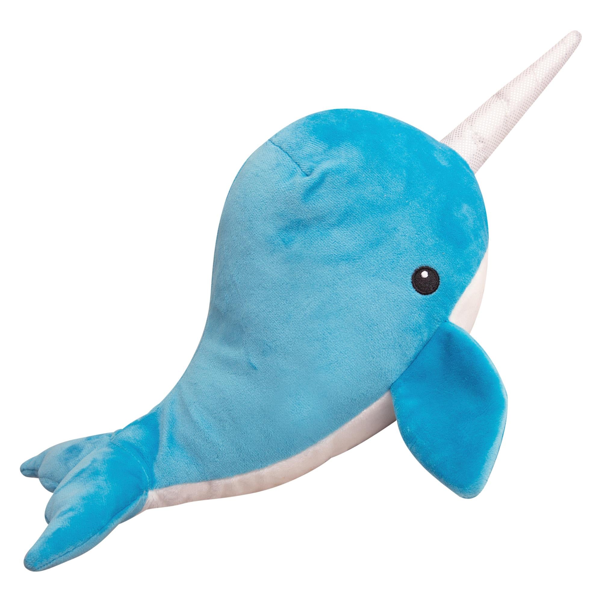 Snugarooz Baby Nikki the Narwhal Squeak and Crinkle Plush Dog Toy - 7" Inches - Blue  