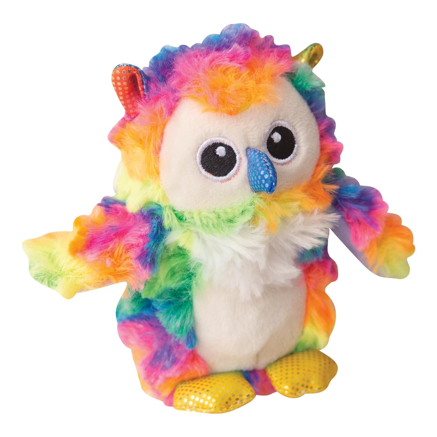 Snugarooz Baby Hootie the Owl Rainbow Squeak and Crinkle Plush Dog Toy  