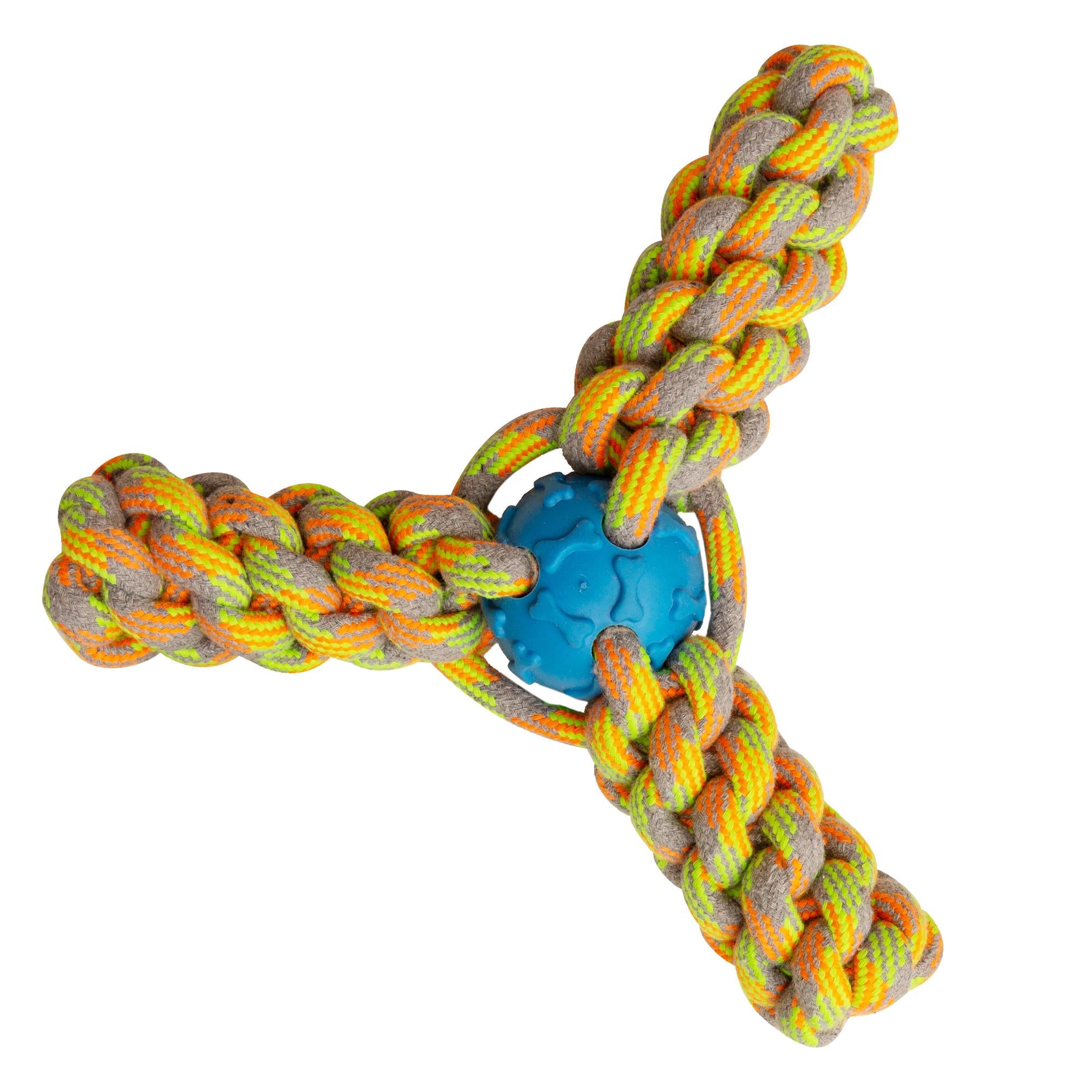 Snugarooz Fling N' Fun Rope and Ball Fetch Dog Toy - 7" Inches  