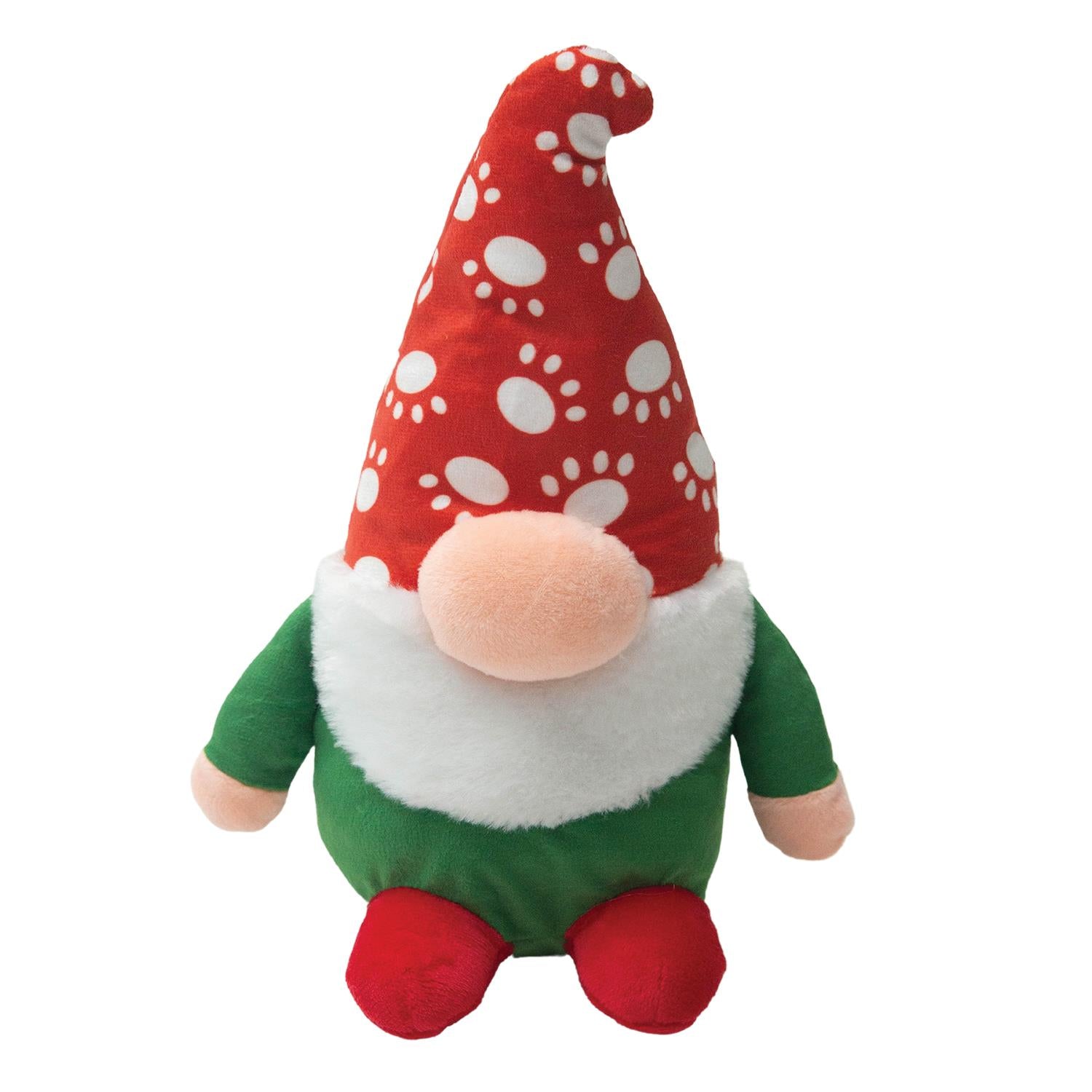 Snugarooz Holiday Sherlock The Gnome Squeak and Crinkle Plush Dog Toy - 10 Inch