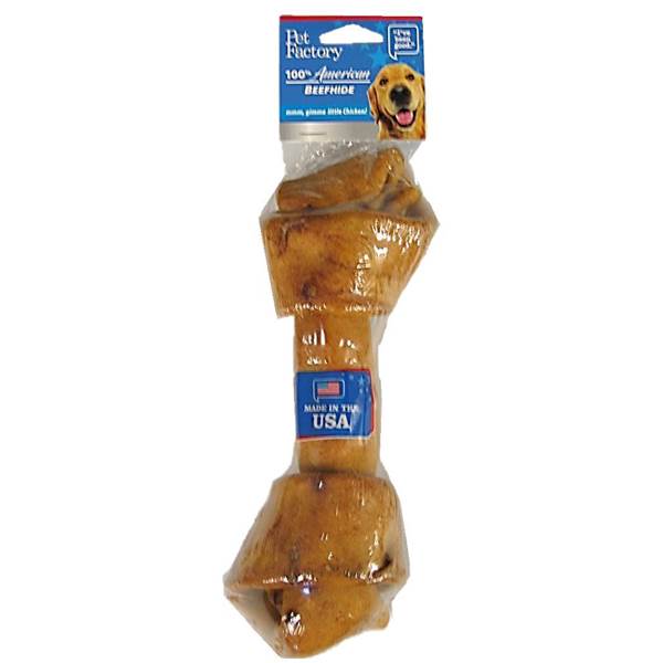 Pet Factory American Beefhide Basted Bone Chicken Flavored Natural Dog Chew 9-10 Inch
