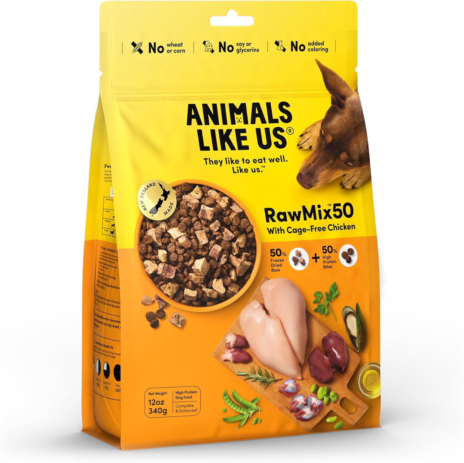 Animals Like Us RawMix50 Cage-Free Chicken Freeze-Dried Raw Dog Food 12 Ounce