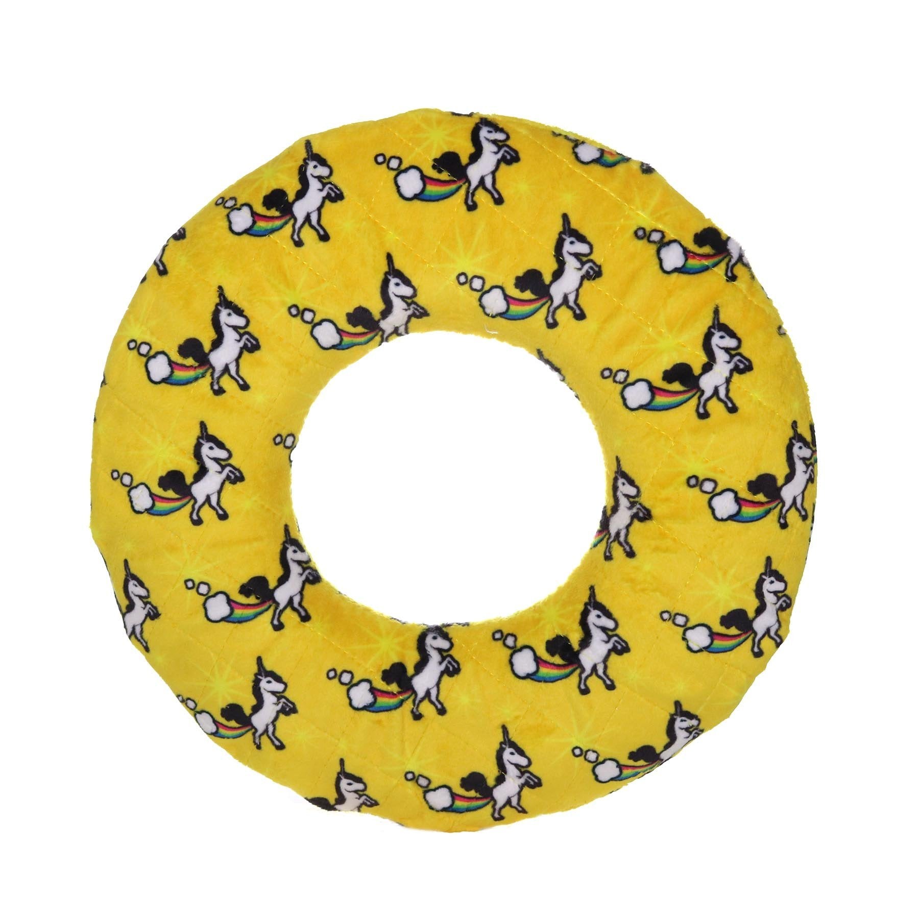 Mighty Ring Unicorn No-Stuffing Squeak Dog Toy - Yellow  