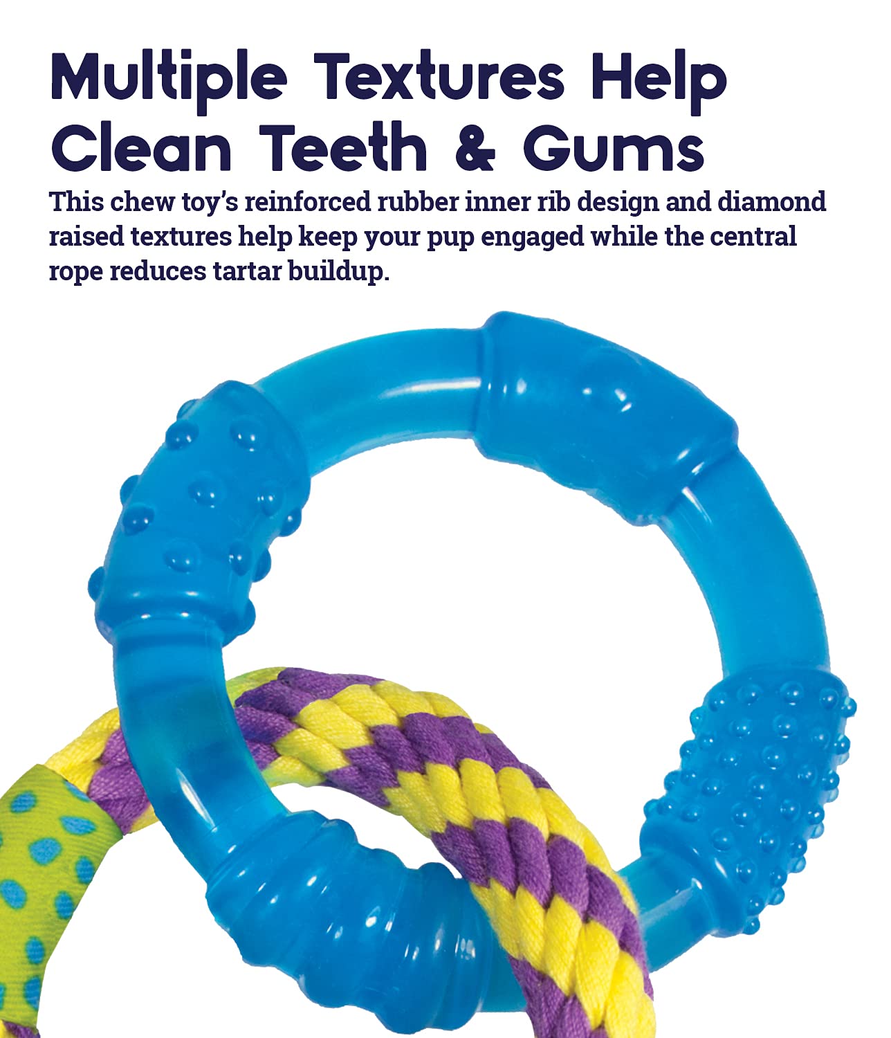 Petstages Orka Dental Links Chew and Rubber Puppy Dog Toy  