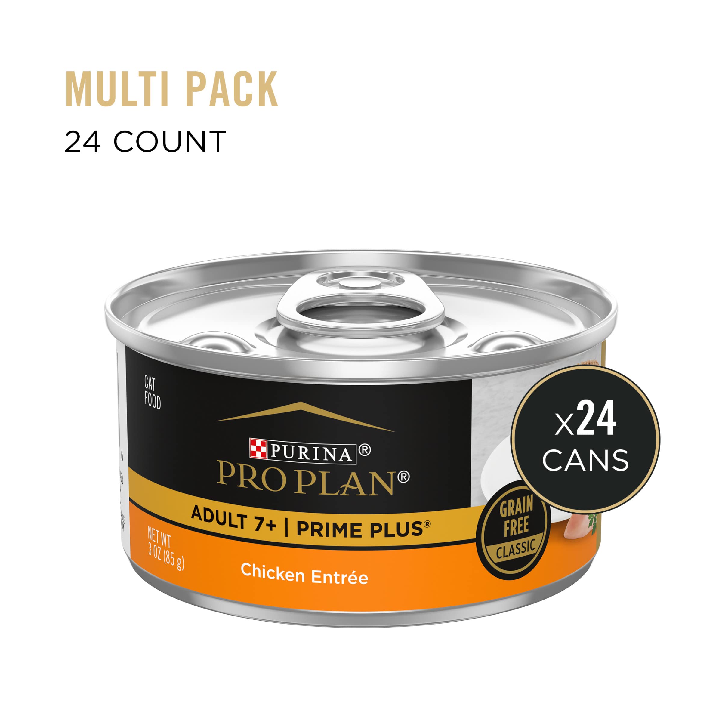 Purina Pro Plan Prime Plus Classic Chicken and Beef Entrée 7+ Senior Adult Canned Cat Food - 3 Oz - Case of 24  