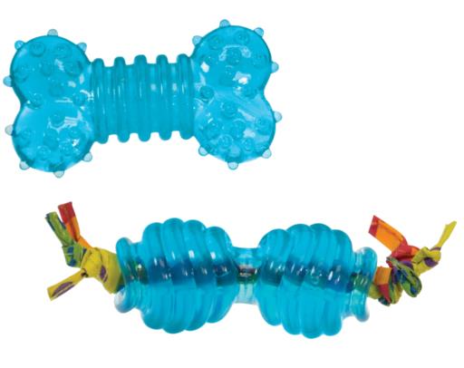 Petstages Orka Bone and Dumbbell Rope Dental Textured Rubber Puppy Dog Toy - Small  