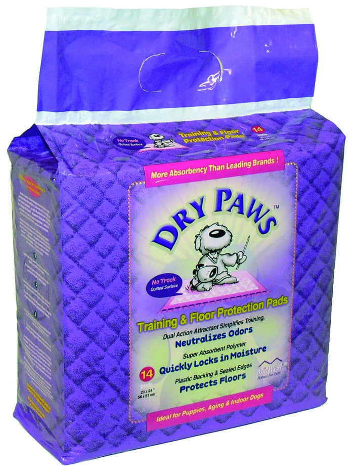 Midwest Dry Paws Absorbent and Quilted Floor and Training Dog Pads - 14 Pack - L:23" X ...