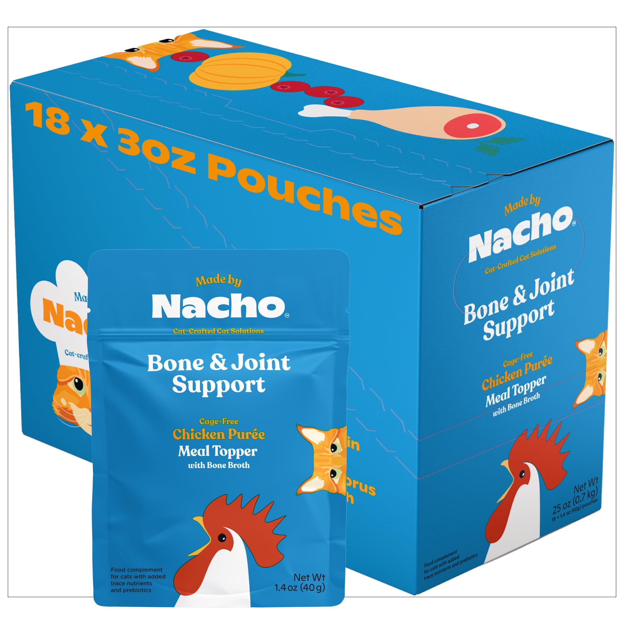 Made by Nacho Bone and Joint Support Chicken Puree Cat Food Topper - 1.4 Oz - Case of 36  
