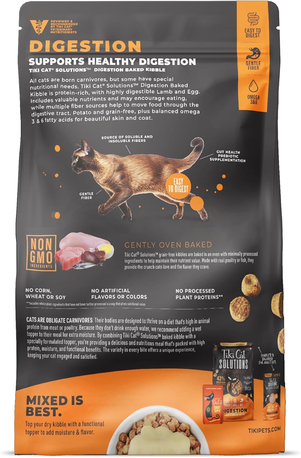 Tiki Cat Solutions Digestive Health High-Protein Grain-Free Lamb and Egg Recipe Dry Cat Food